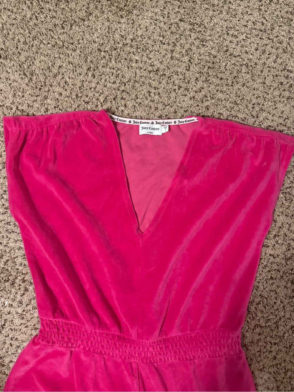 Juicy Couture Hot Pink V-Neck Elastic Waist Velour Romper - Picture 4 of 7